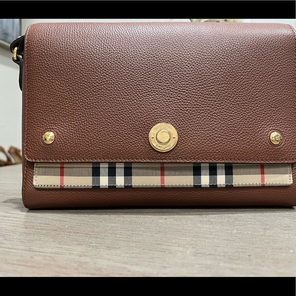 Authentic Vintage check and leather note crossbody bag - Picture 1 of 5